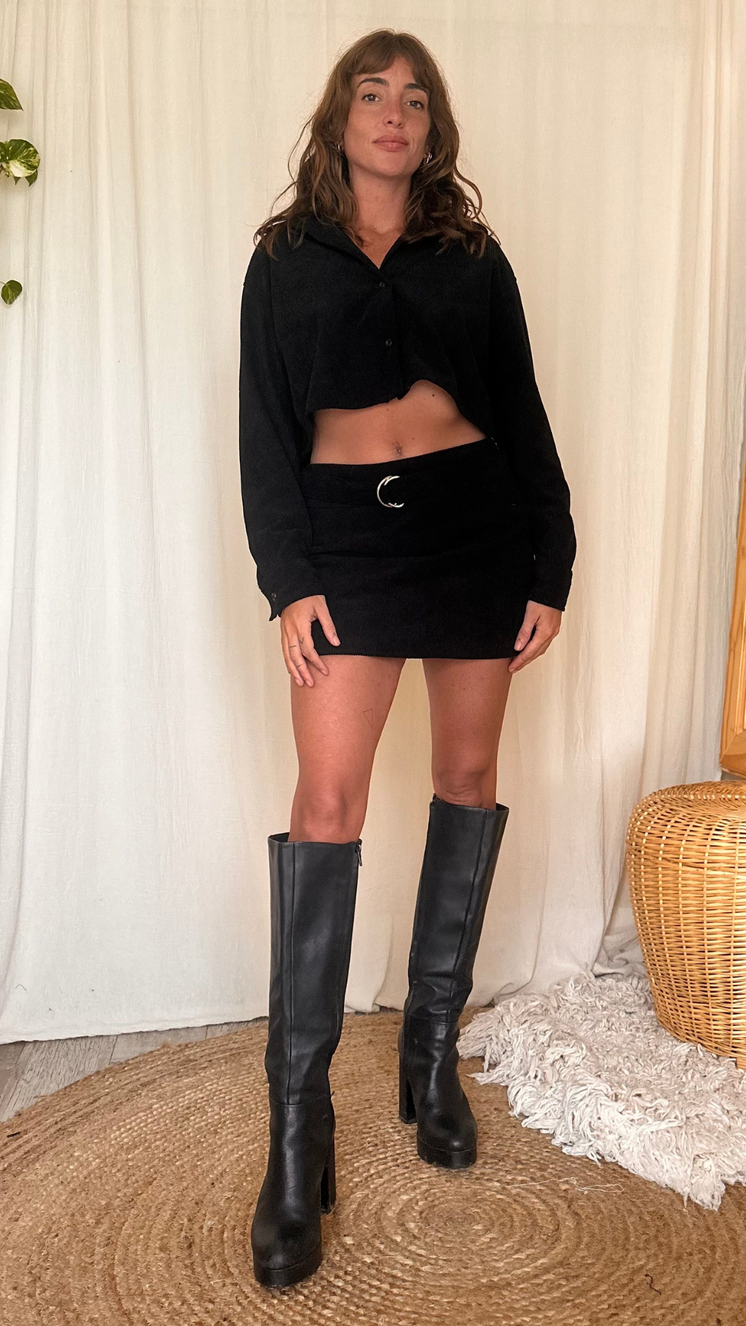 falda con cinto kylie corderoy
