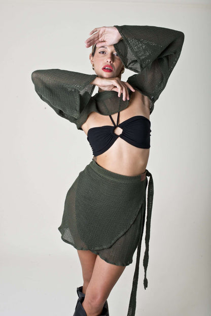 Falda tejida corta